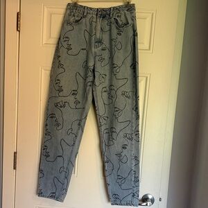 Riot Abstract Face Print Jeans